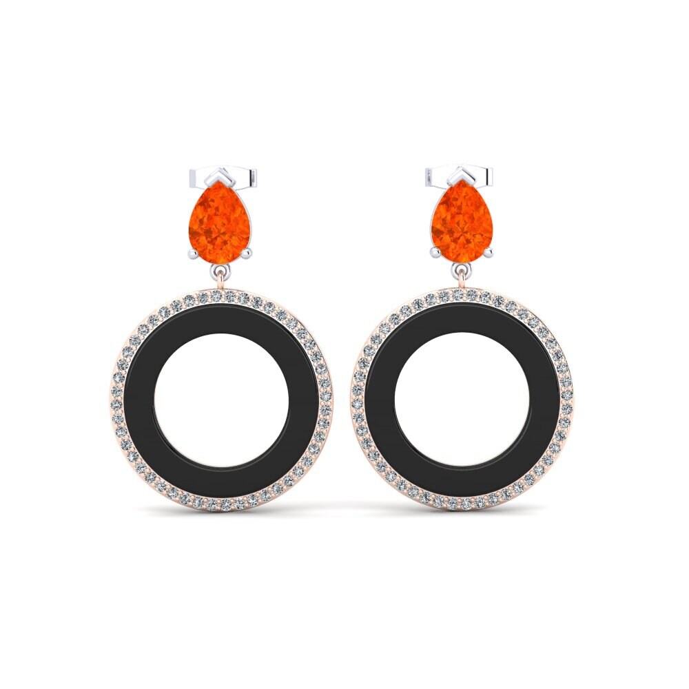 14ct White & Rose Gold Fire Opal Women's Earring Staub