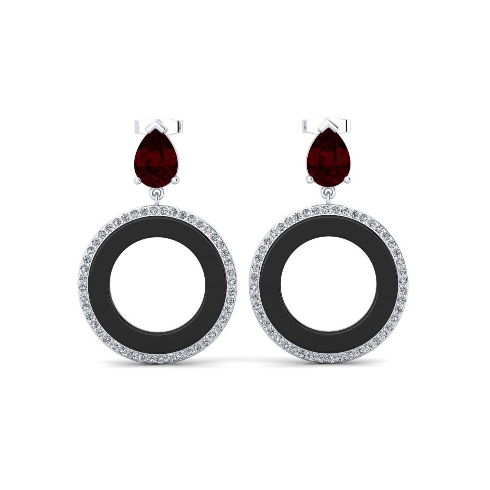 950 Platinum Garnet Women's Earring Staub