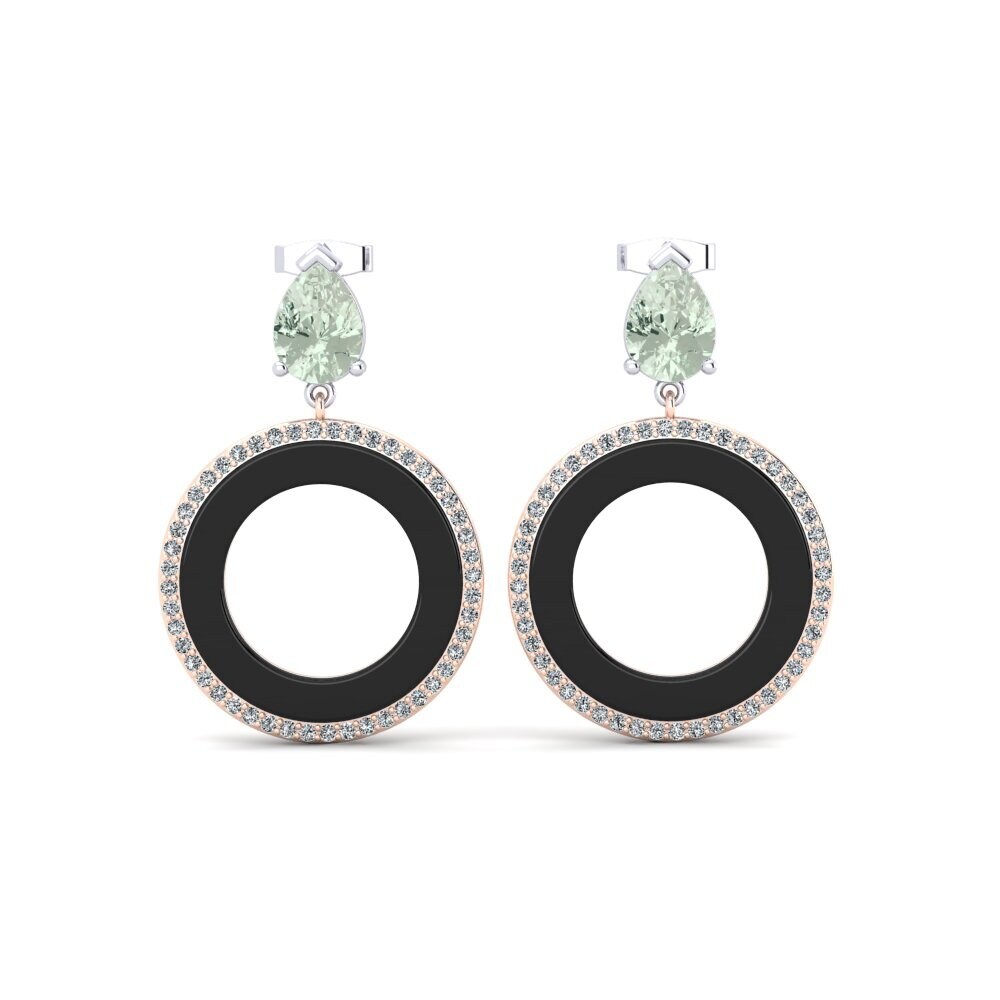 14ct White & Rose Gold Green Amethyst Women's Earring Staub