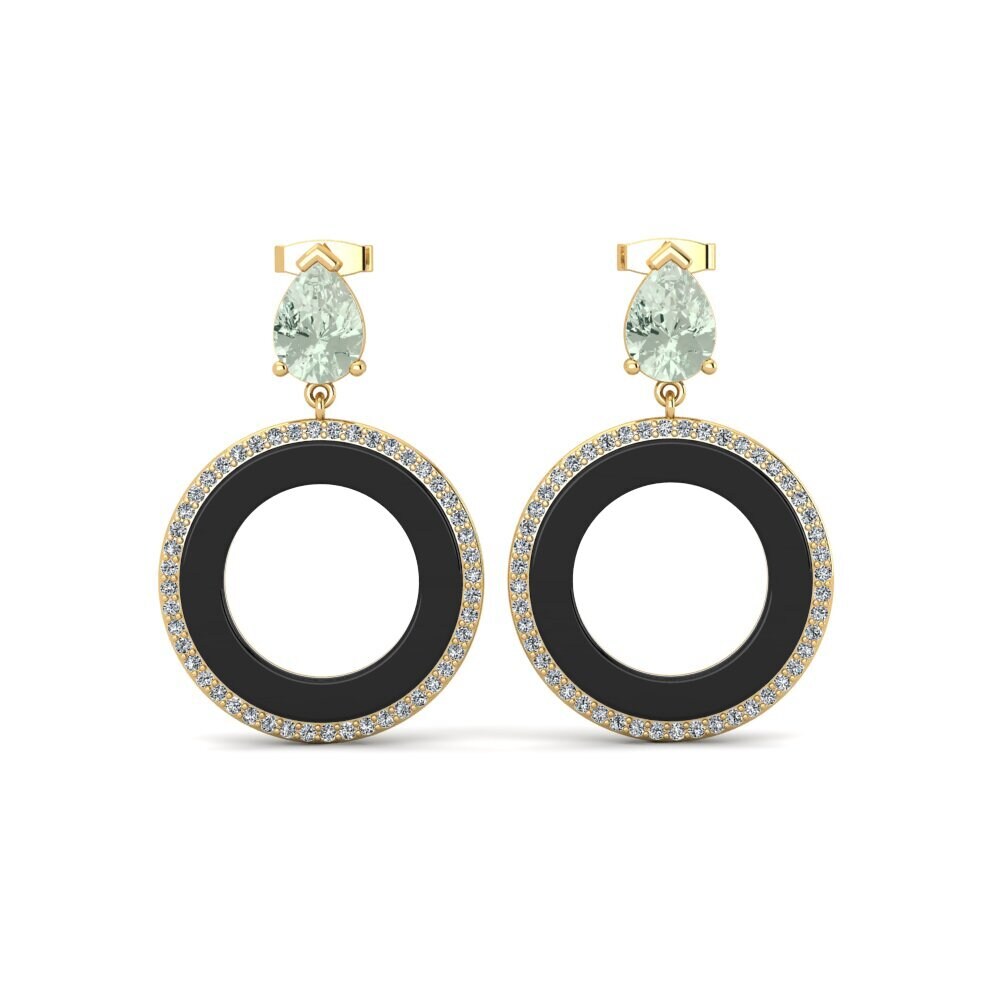 14ct Yellow Gold Green Amethyst Women's Earring Staub