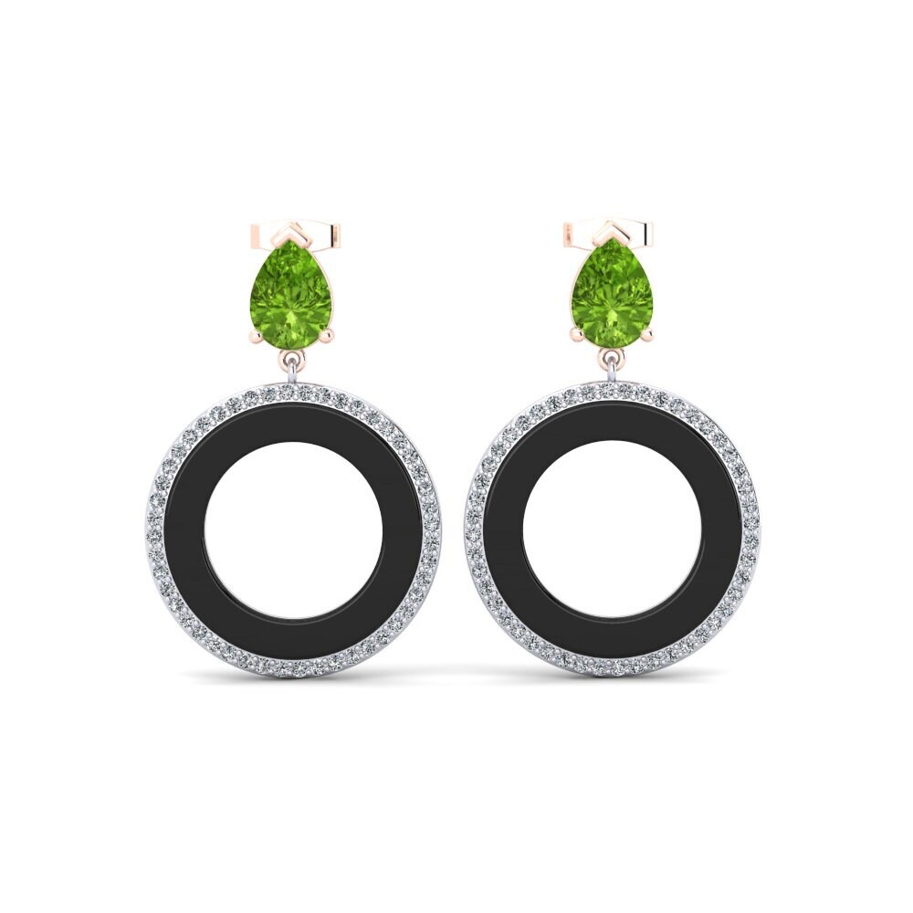 14ct Rose & White Gold Peridot Women's Earring Staub