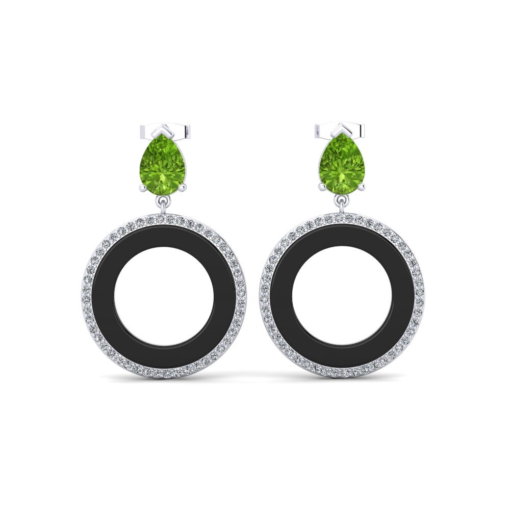 White Silver Peridot Women's Earring Staub