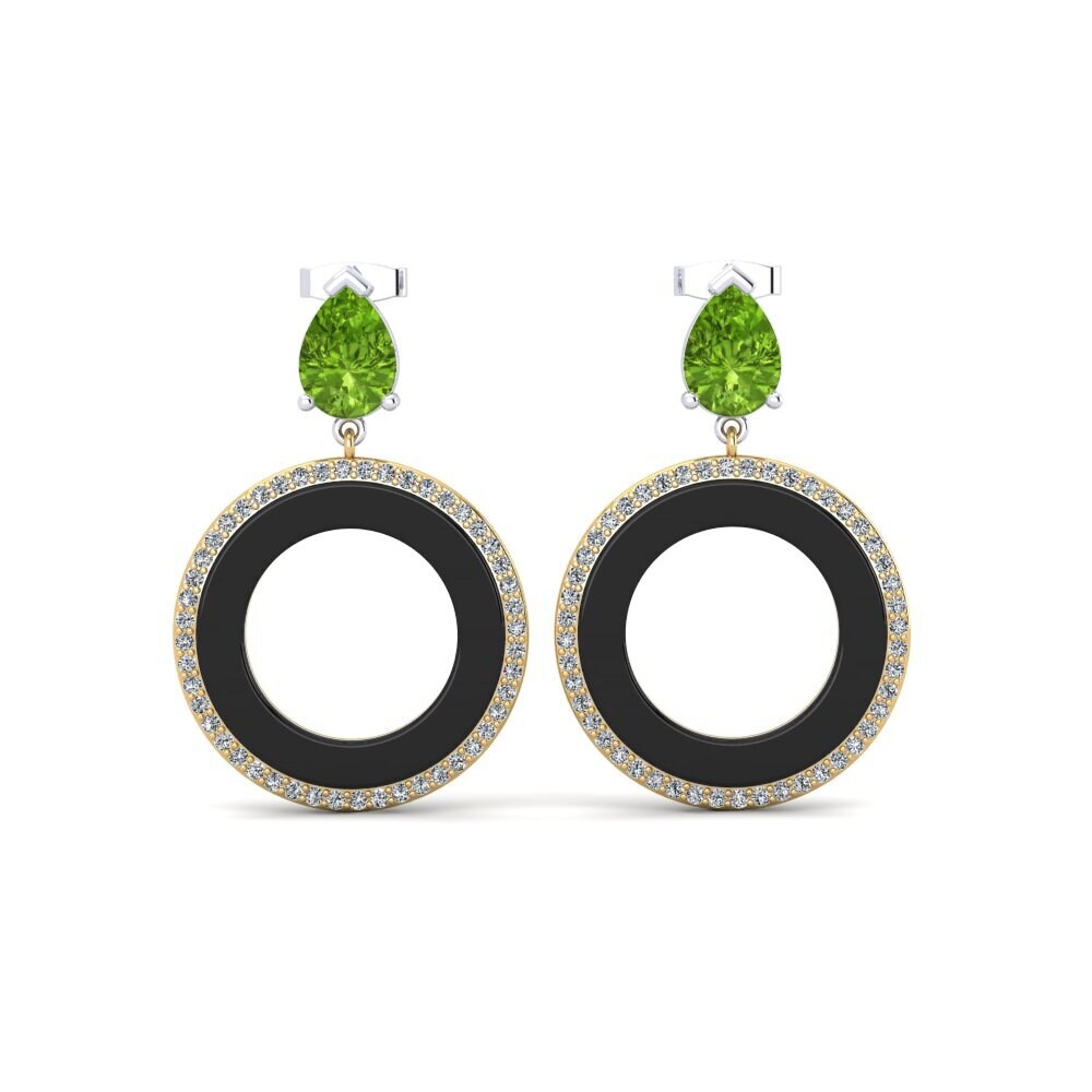 9ct White & Yellow Gold Peridot Women's Earring Staub