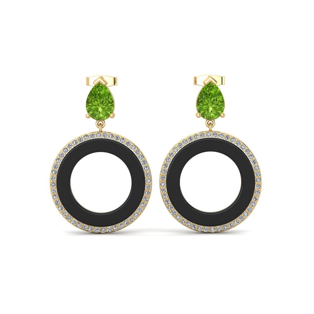 14ct Yellow Gold Peridot Women's Earring Staub