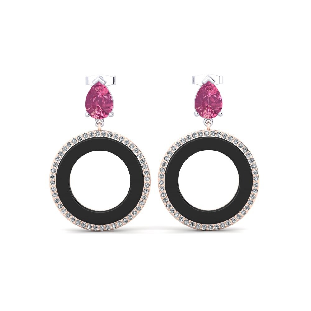 14ct White & Rose Gold Pink Tourmaline Women's Earring Staub