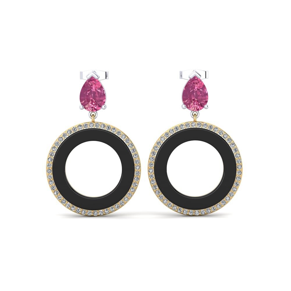 18ct White & Yellow Gold Pink Tourmaline Women's Earring Staub