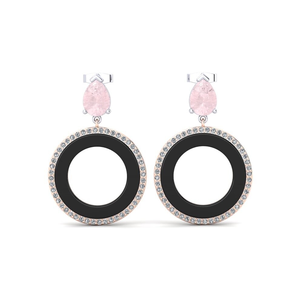 14ct White & Rose Gold Rose Quartz Women's Earring Staub