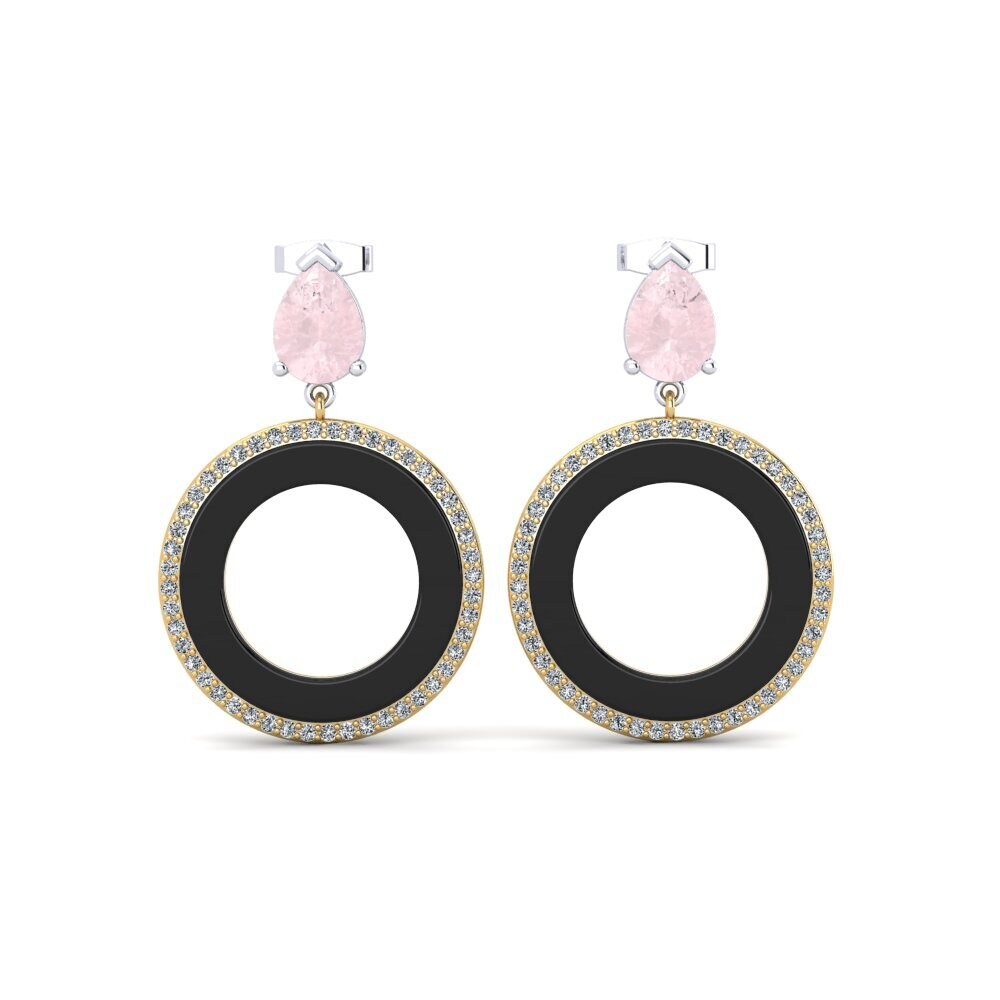 9ct White & Yellow Gold Rose Quartz Women's Earring Staub