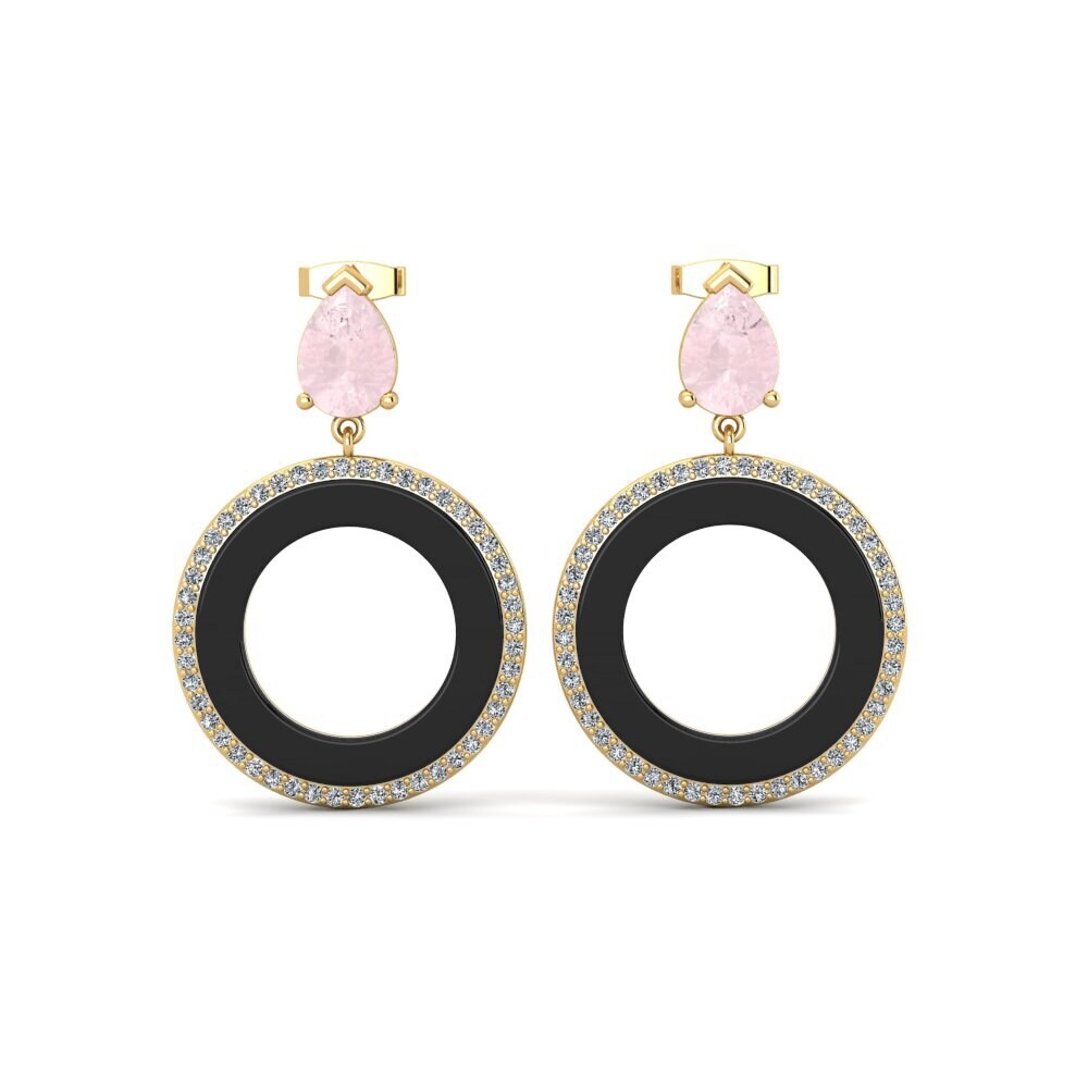 9ct Yellow Gold Rose Quartz Women's Earring Staub