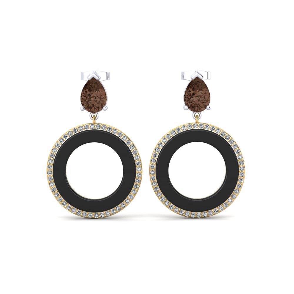 9ct White & Yellow Gold Smoky Quartz Women's Earring Staub