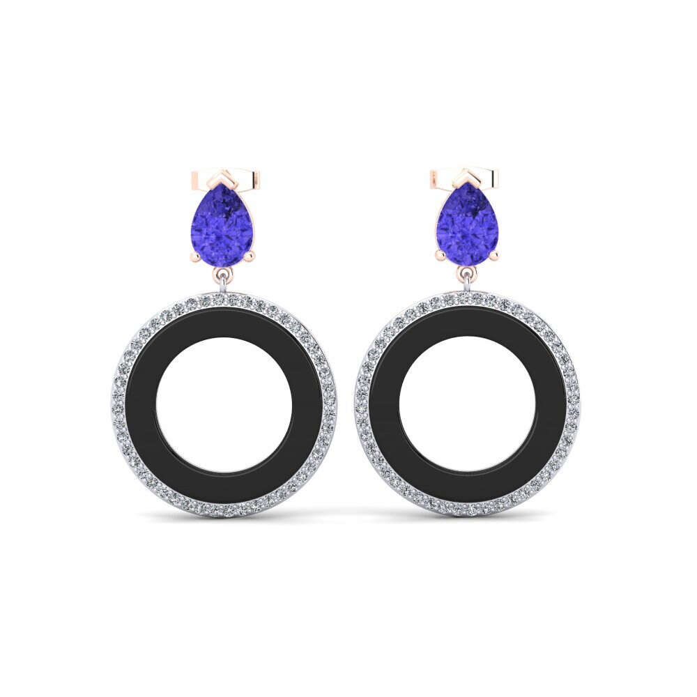 14ct Rose & White Gold Tanzanite Women's Earring Staub