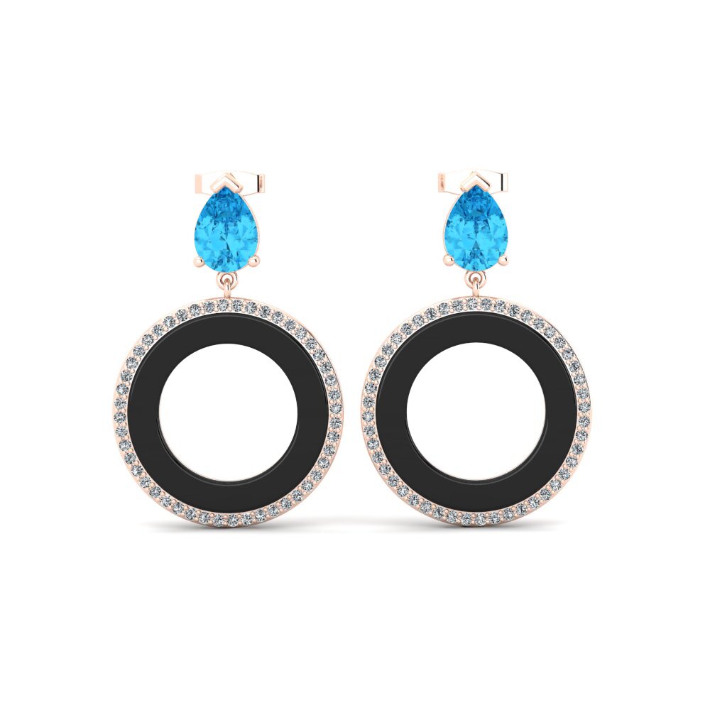 9ct Rose Gold Blue Topaz Women's Earring Staub