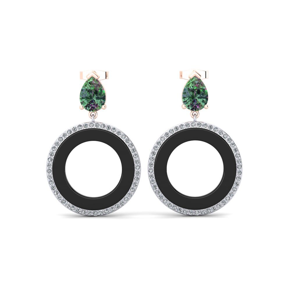 14ct Rose & White Gold Mystic Topaz Women's Earring Staub