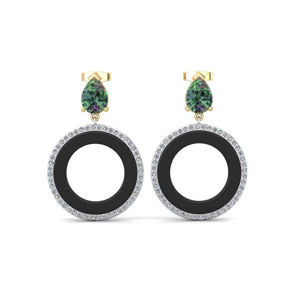 14ct Yellow & White Gold Mystic Topaz Women's Earring Staub