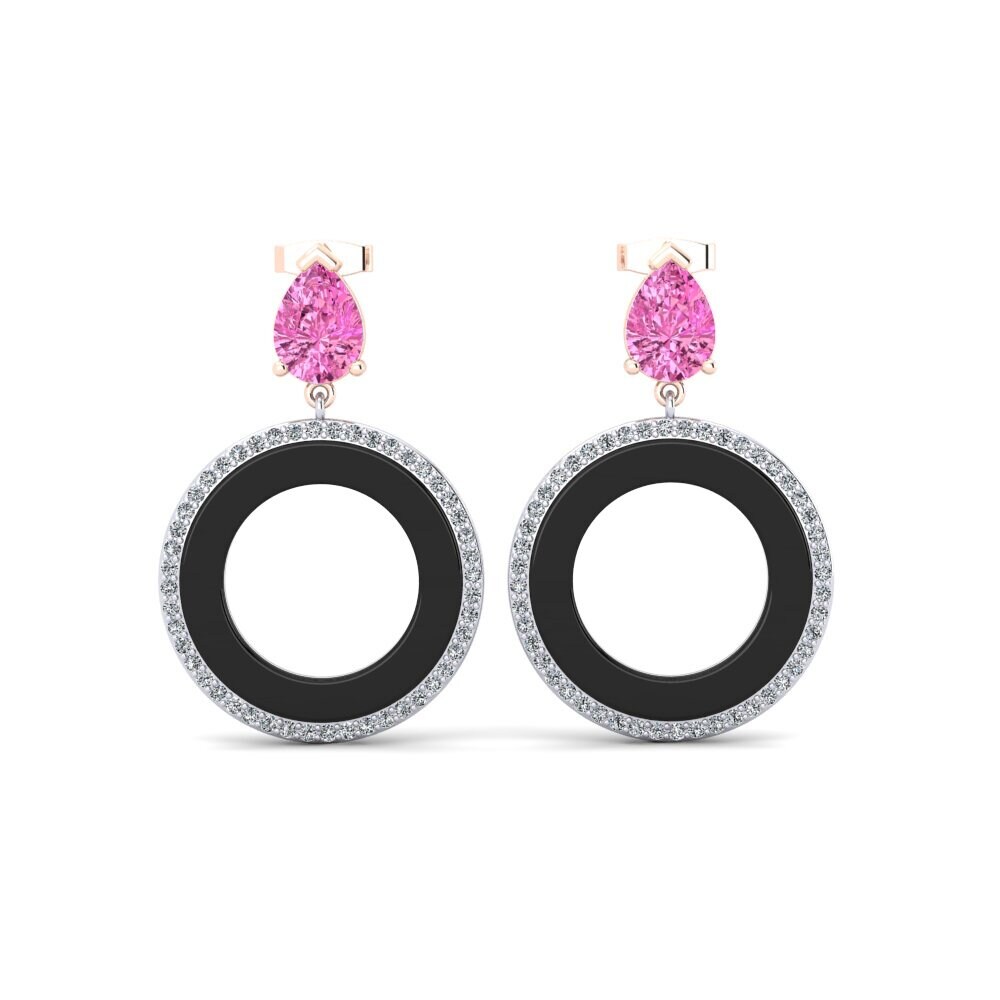 14ct Rose & White Gold Pink Topaz Women's Earring Staub