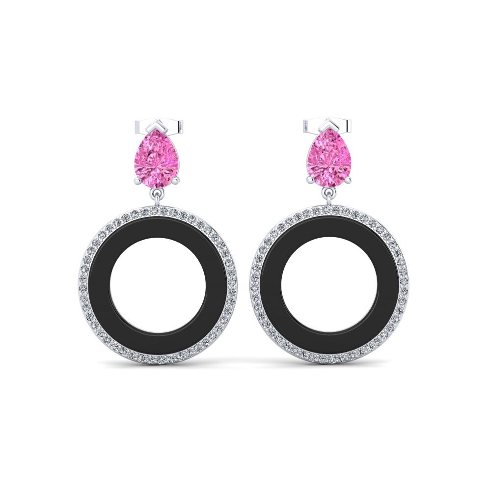 950 Platinum Pink Topaz Women's Earring Staub