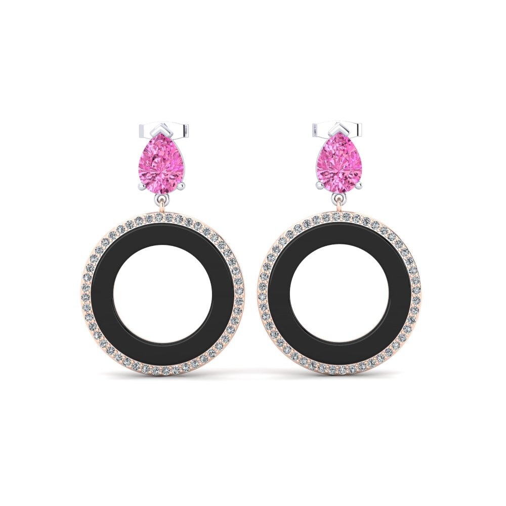 14ct White & Rose Gold Pink Topaz Women's Earring Staub