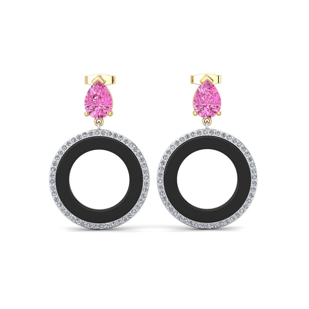 14ct Yellow & White Gold Pink Topaz Women's Earring Staub