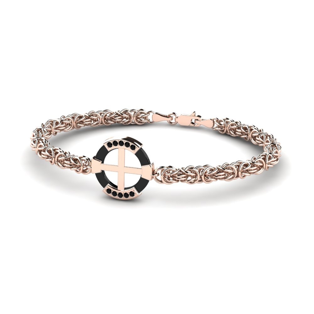 14ct Rose Gold Black Sapphire Men's Bracelet Stauffer