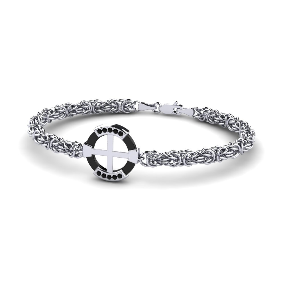 18ct White Gold Black Sapphire Men's Bracelet Stauffer
