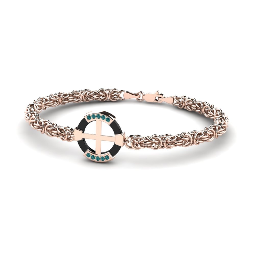 14ct Rose Gold Blue Diamond Men's Bracelet Stauffer