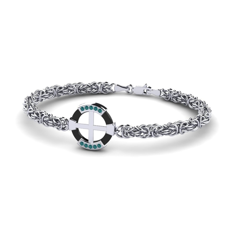 14ct White Gold Blue Diamond Men's Bracelet Stauffer