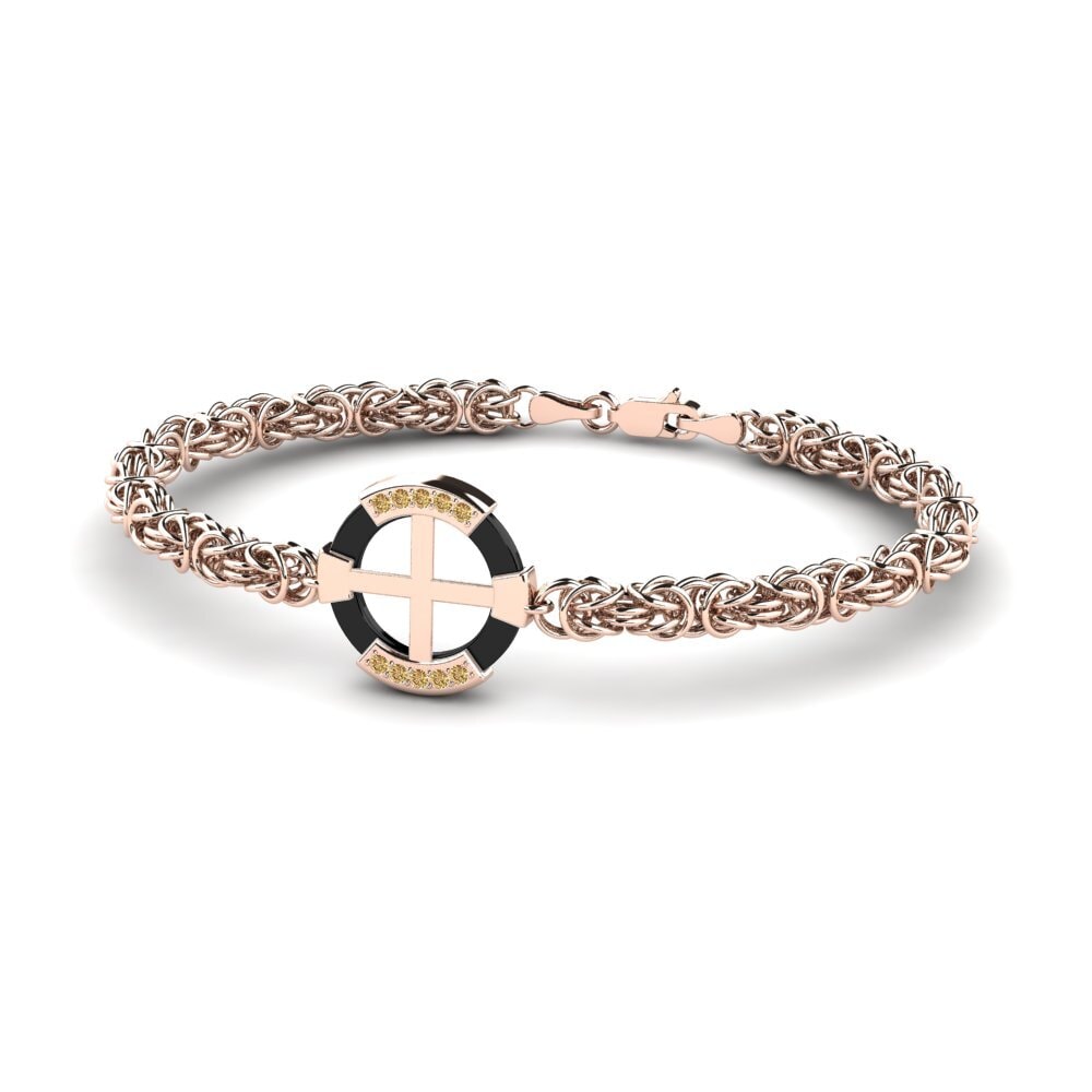 14ct Rose Gold Brown Diamond Men's Bracelet Stauffer