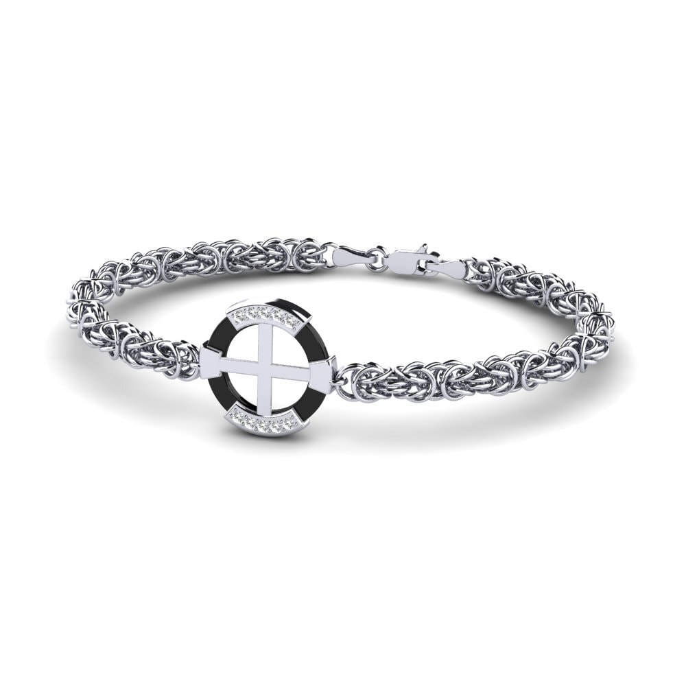 14ct White Gold White sapphire Men's Bracelet Stauffer