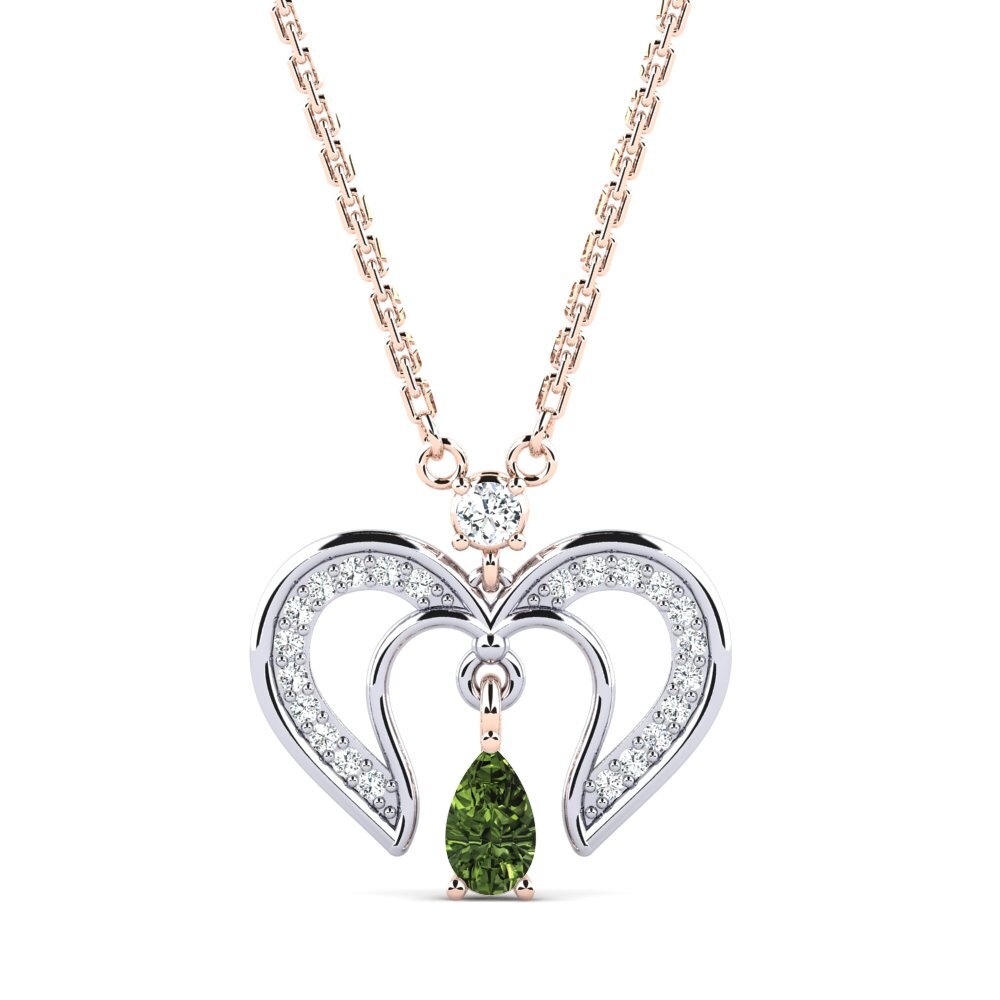 18k Oro Rosa & Blanco Zafiro Verde Collar de Mujer Stealer
