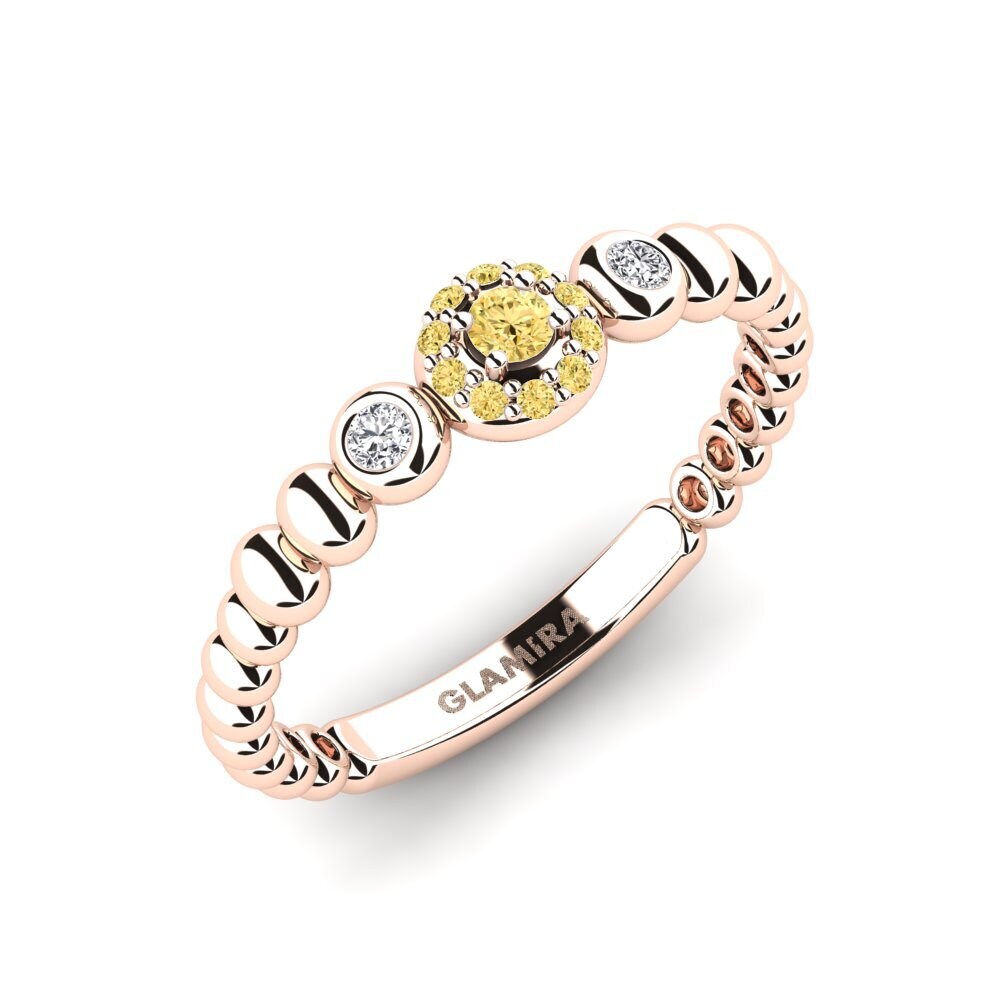 14ct Rose Gold Yellow Diamond Ring Steelix