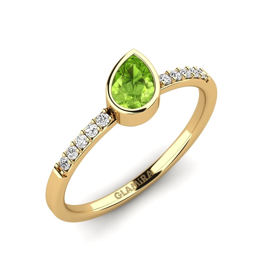 9k Oro Amarillo Peridoto Anillo de compromiso Steenee