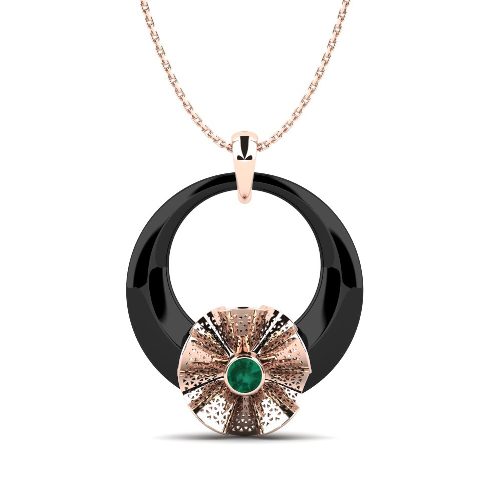 9ct Rose Gold Emerald Women's Pendant Steiger