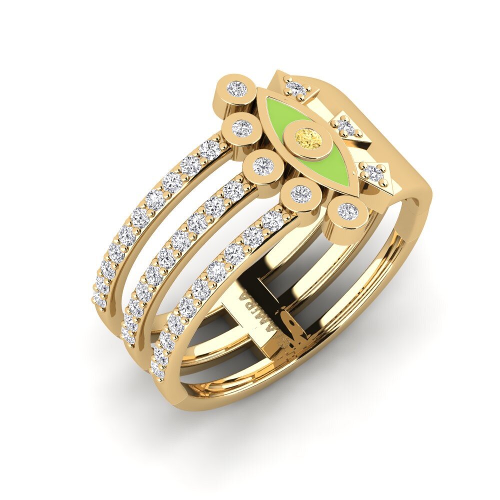 Diamante Amarillo Anillo Steller
