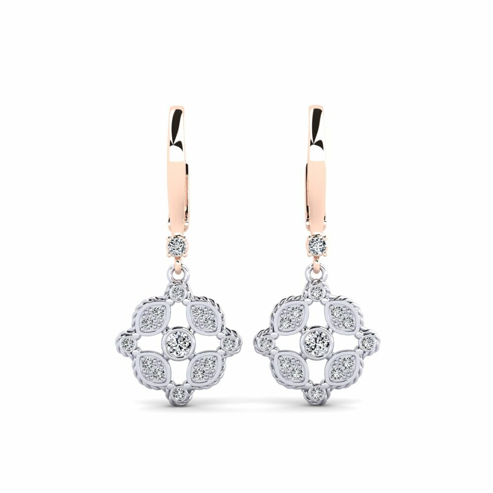 18ct Rose / White Gold Women's Earring Stenoona