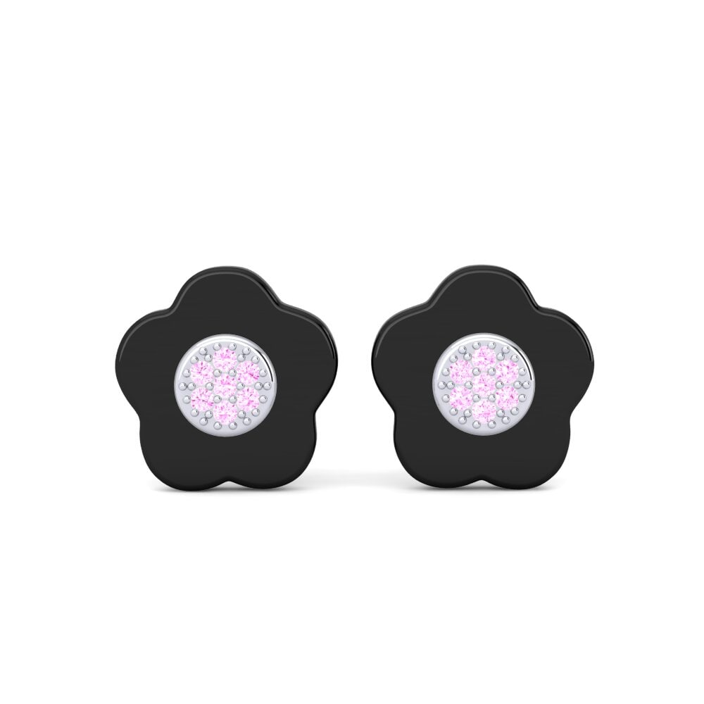 18ct White Gold Pink Sapphire Women's Earring Step