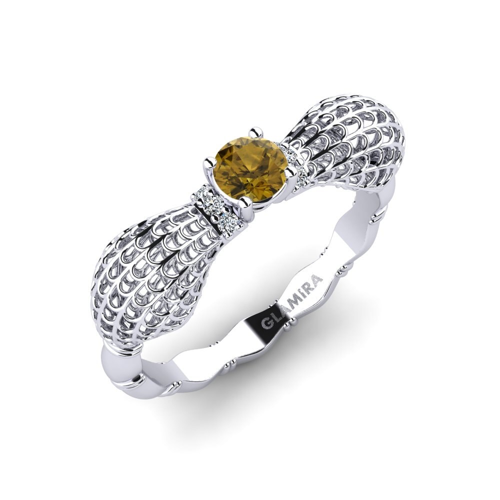White Silver Brown Zircon Engagement Ring Stephaine