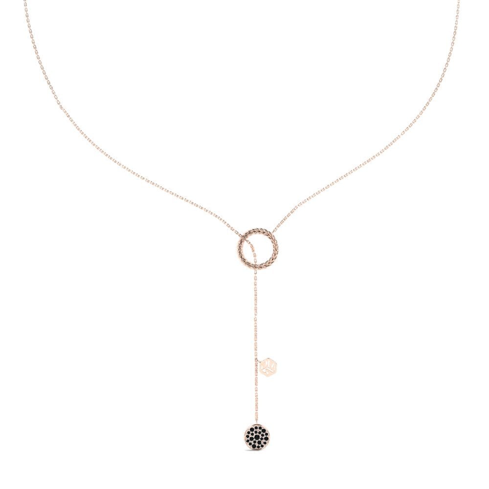 9ct Rose Gold Black Sapphire Women's Necklace Stitch