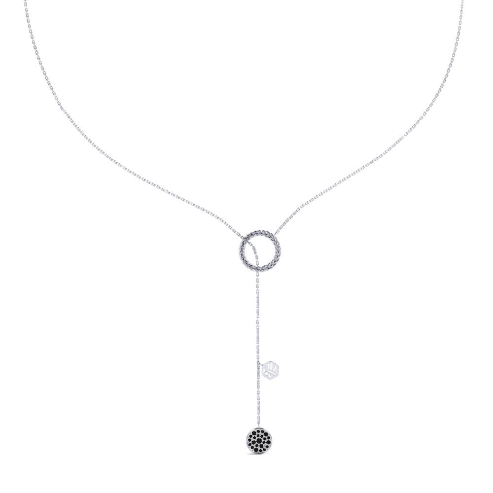 White Silver Black Diamond Women's Necklace Stitch