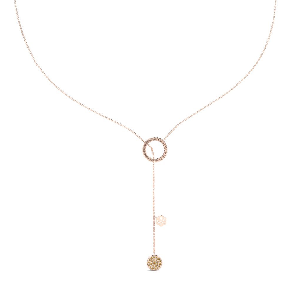 9ct Rose Gold Brown Diamond Women's Necklace Stitch