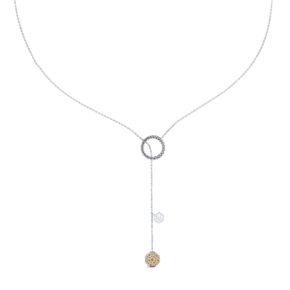 950 Platinum Brown Diamond Women's Necklace Stitch