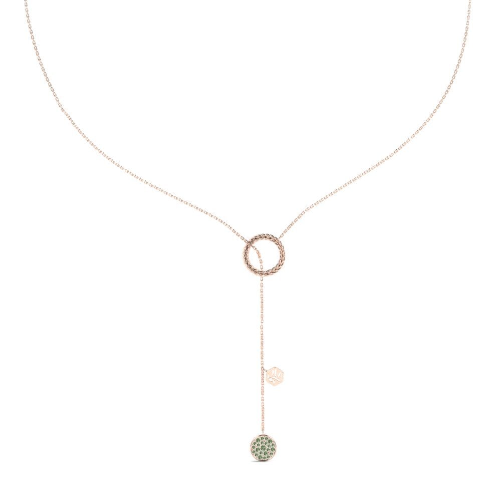 18ct Rose Gold Green Diamond Women's Necklace Stitch