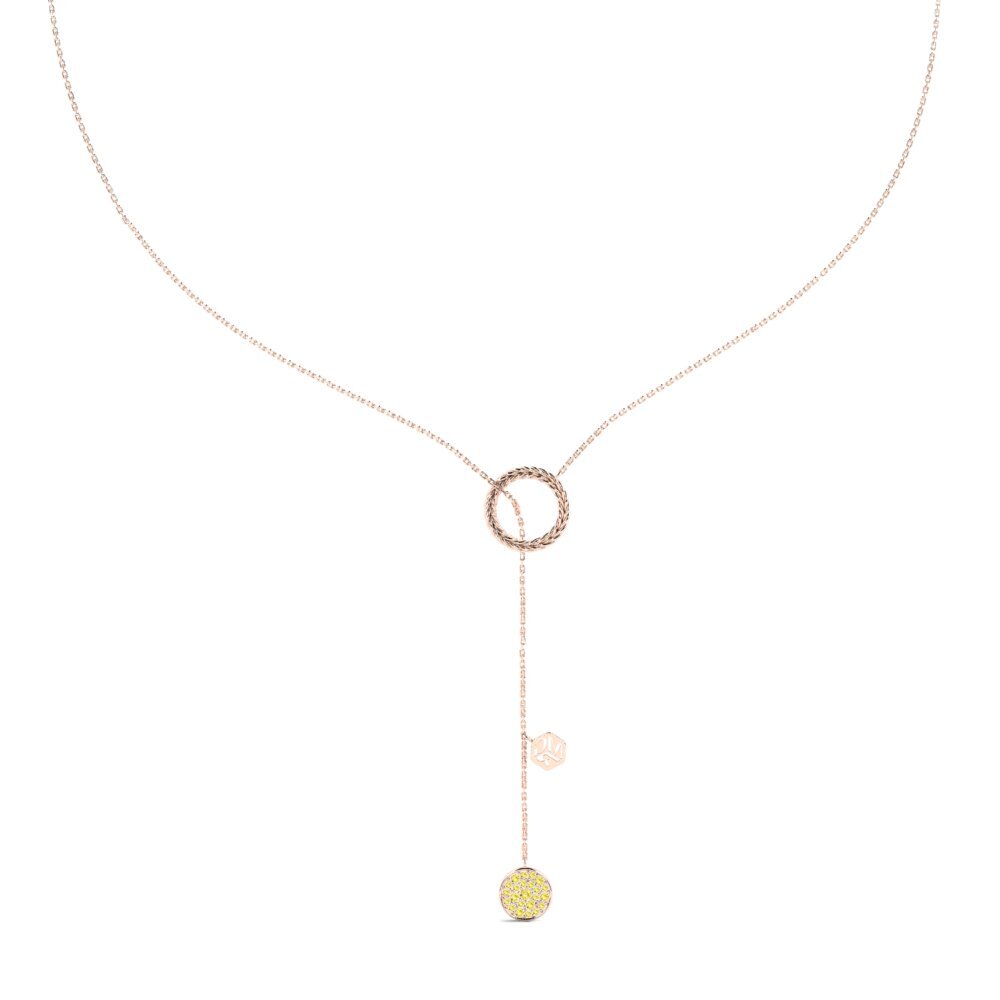 9ct Rose Gold Yellow Sapphire Women's Necklace Stitch