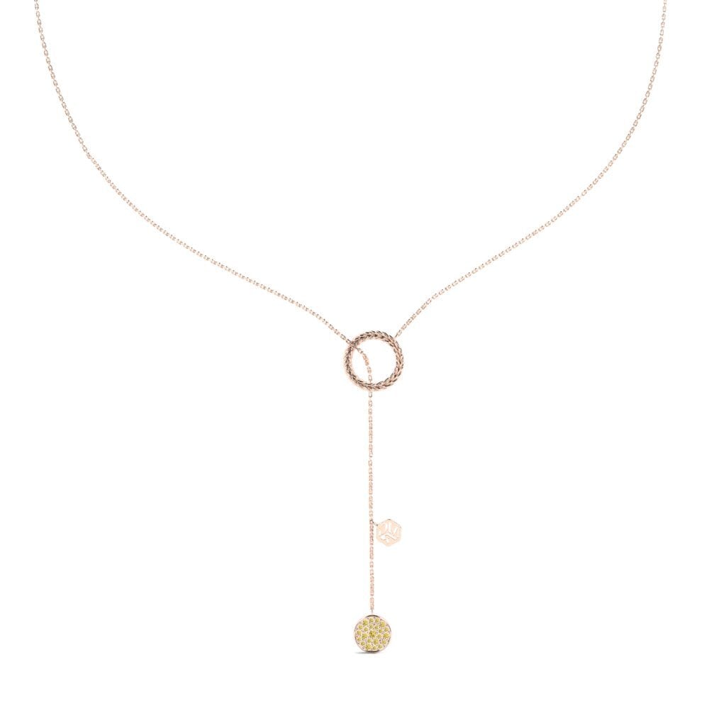 9ct Rose Gold Yellow Diamond Women's Necklace Stitch
