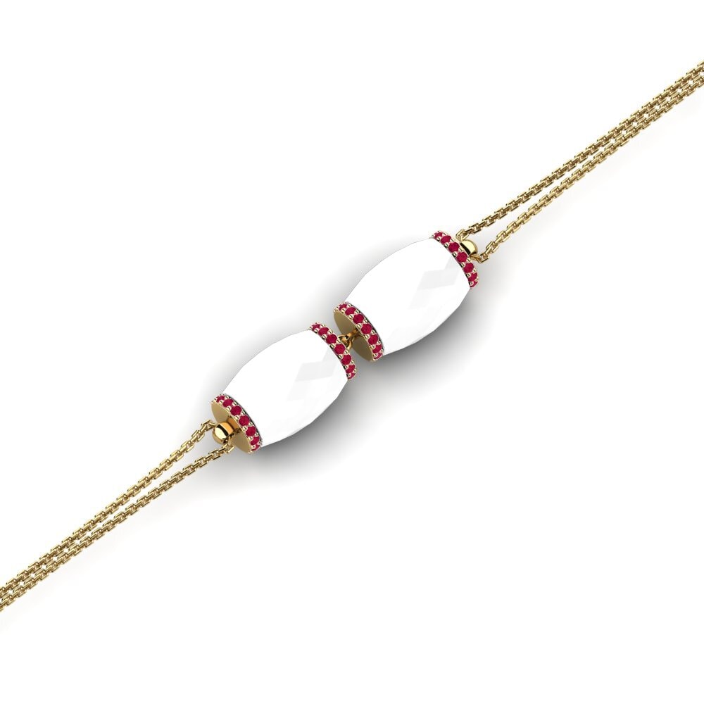 14k Oro Amarillo Rubí Pulsera de Mujer Stokley