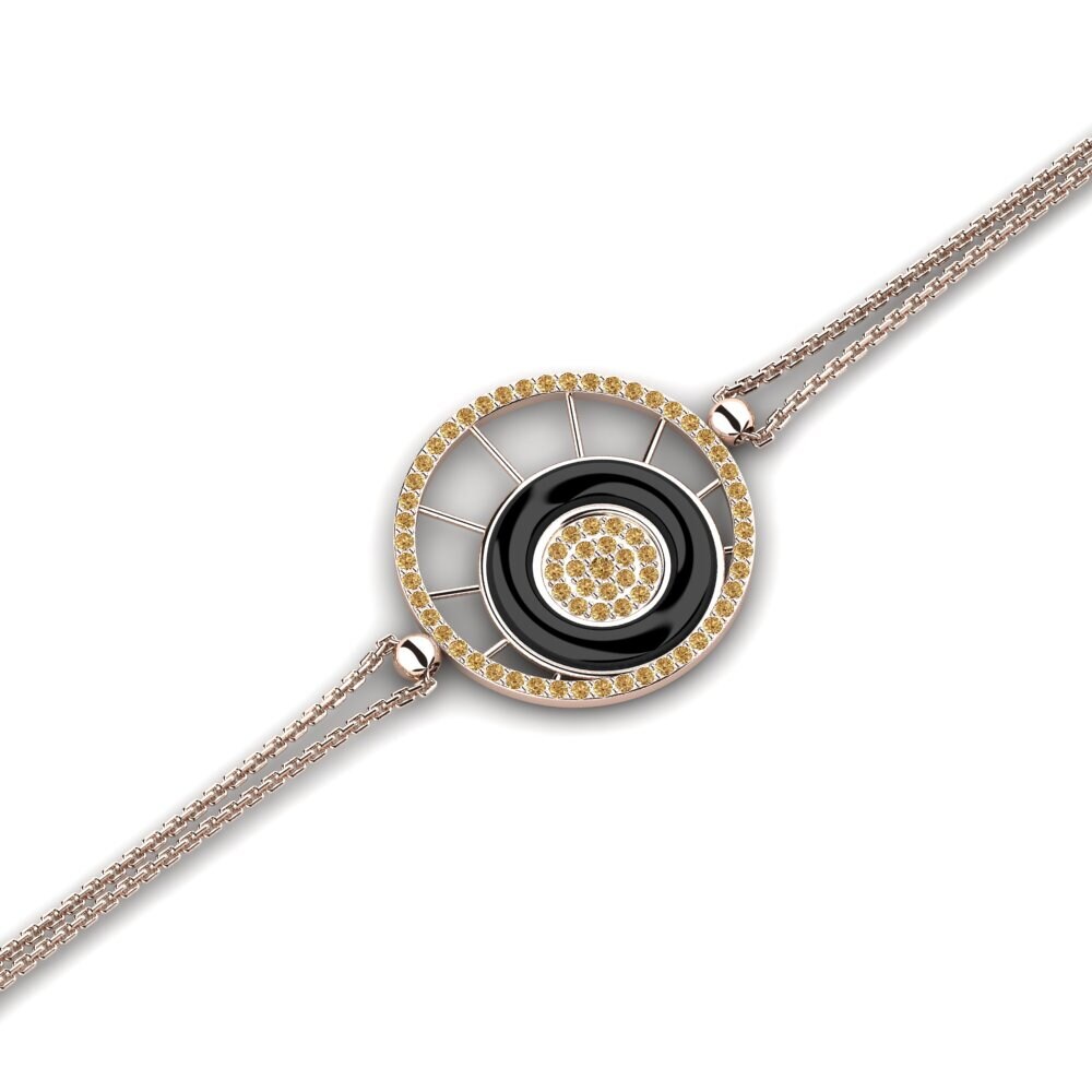 14k Oro Rosa Diamante Marrón Pulsera de Mujer Stoll