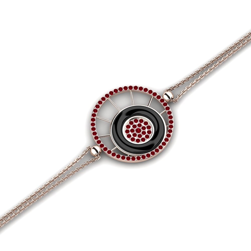 14k Oro Rosa Circonita Roja Pulsera de Mujer Stoll