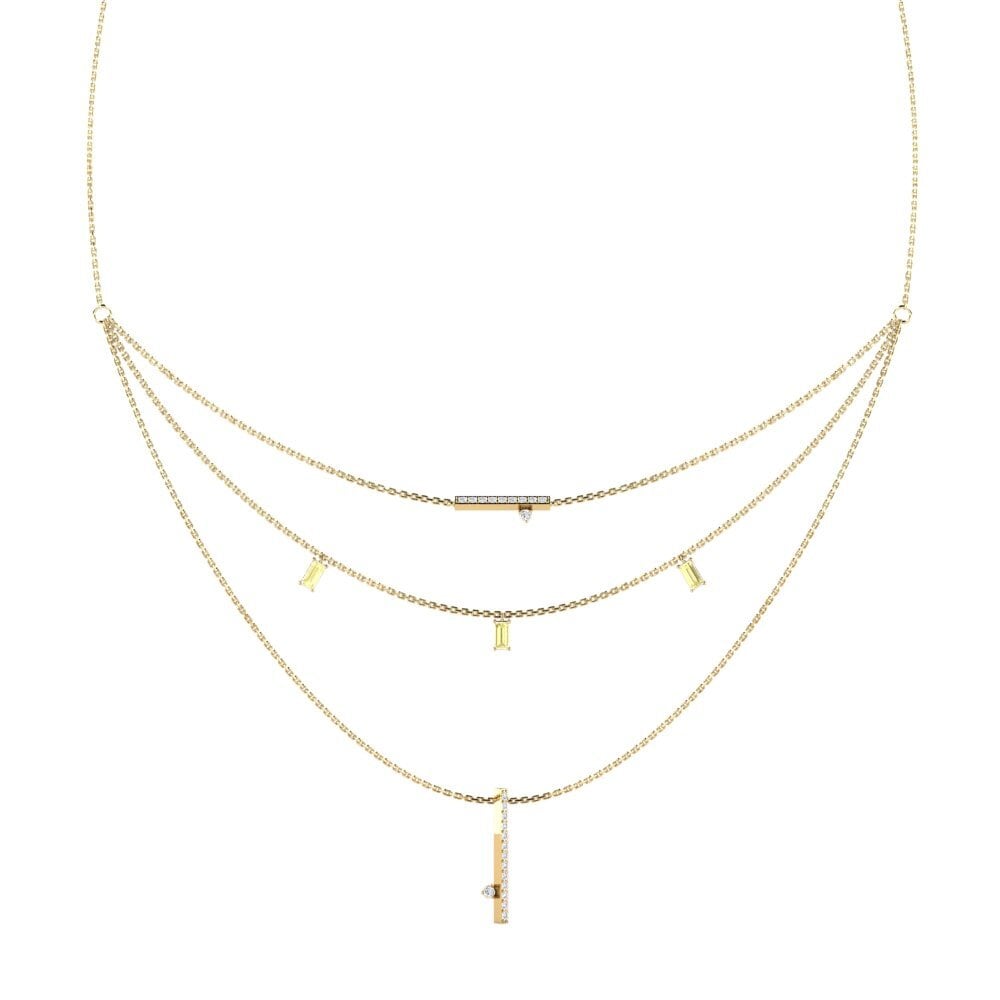 Yellow Sapphire Women's Necklace Stoupat