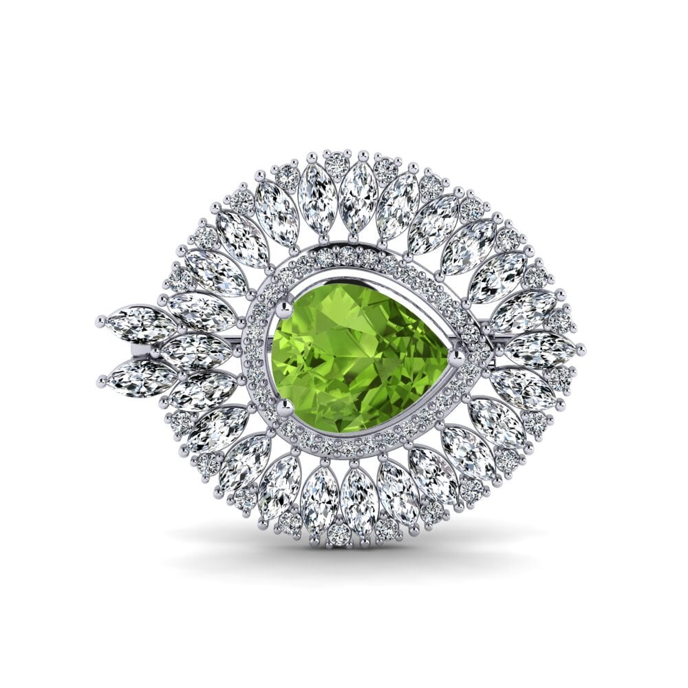 14ct White Gold Peridot Brooch Stowe