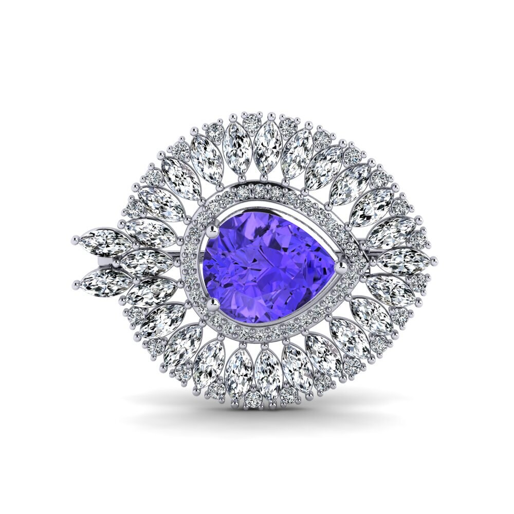 14ct White Gold Tanzanite Brooch Stowe