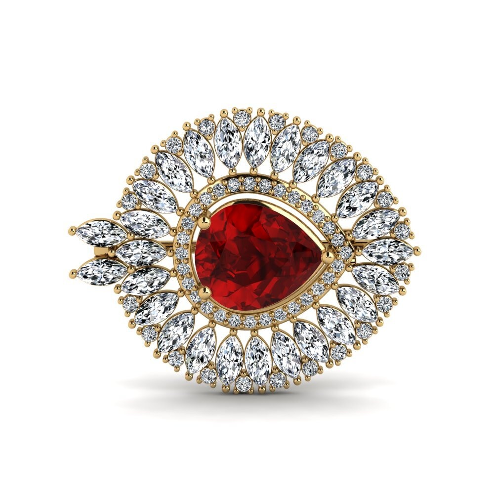 14k Oro Amarillo Rubí (Creado en laboratorio) Broche Stowe